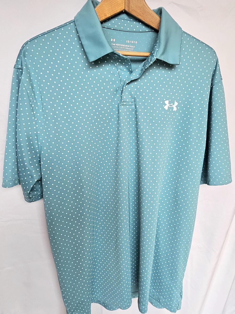 Under Armour Teal Polo with White Dot Print